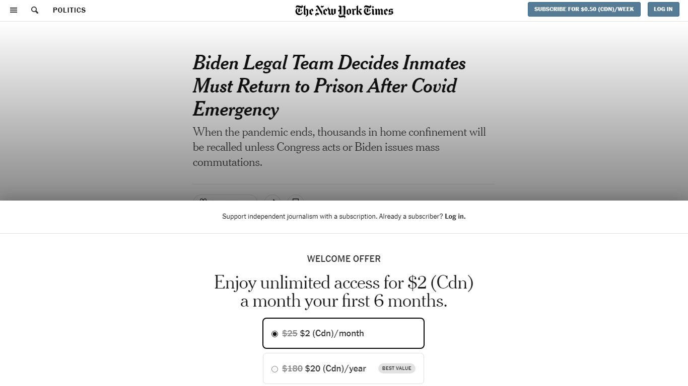 Biden Legal Team Decides Inmates Must Return to Prison After Covid ...